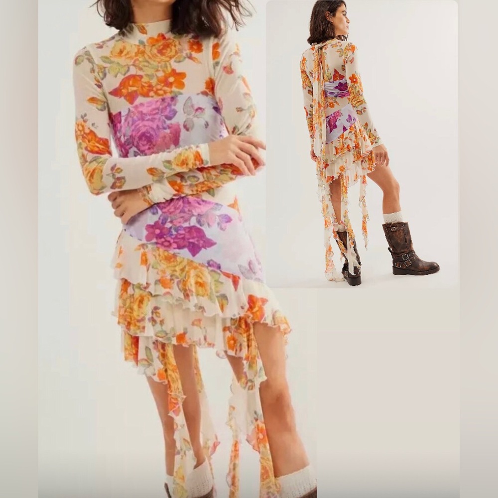 Brand New! Free People Main Event Maxi Top/Dress XS Floral Mesh